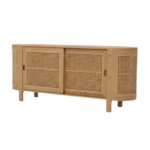 The Jodhpur Wood Rivera Teak Cane Sideboard – Solid Teak Wood Side Profile with Cane Detailing