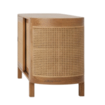 The Jodhpur Wood Rivera Teak Cane Sideboard – Close-up of Handwoven Cane and Teakwood Grain Detail