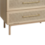 Close-up of Urvashi Oak Wood 3 Drawer Chest handle and grain – handcrafted furniture from Rajasthan