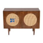 Front view of Vanya Mango Wood & Cane Cabinet – 39 inch natural finish