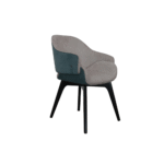 Velora embrace dining chair side view upholstered wooden cafe chair curved armrest India