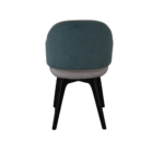 Velora embrace dining chair back view upholstered wooden cafe chair curved design India