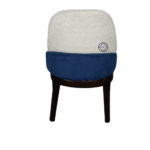 Back view of Ivory Bouclé Crescent Chair showing outer shell design and curved structure