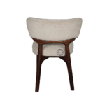 Velora curve dining chair back view boucle fabric upholstered wooden chair modern dining chair India