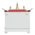 Handcrafted wooden pooja mandir red white gold back view fully painted all sides solid construction pooja ghar dev ghar jodhpur wood