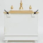handmade wooden MDF temple for home back view white gold